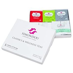 Simondou - Ceylon Thee - English Breakfast, Zwarte Thee, Groene Thee, Earl Grey, Kardemom, Groene Munt - Brievenbusverpakking 24 Stuks