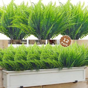 6 Stks Kunstgras Planten 16 ""16 Stengels Outdoor Plastic Planten UV Bestand Groen Nep Gras voor Thuis Venster Tuin Patio Opknoping Planter Pathway Front Veranda Decor (Groen)