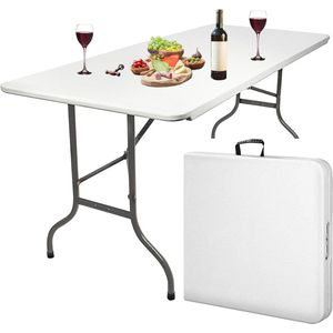 Vouwtafel - Klaptafel - Tuintafel - Buitentafel - Picknicktafel - Handig draagsysteem - 180x74x74cm - Wit
