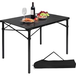 Aluminium tafel, campingtafel, buffettafel, 104 x 69 x 70 cm (l x b x h), inklapbaar en draagbaar, reistafel, hoog draagvermogen en stabiliteit, zwart CPT8134sz