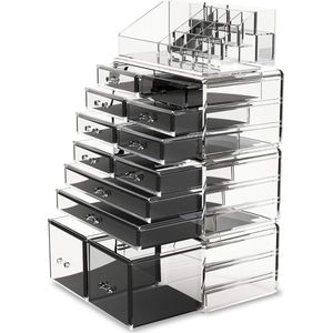 Make-up Cosmetische Organizer Opbergladen Display Dozen Case met Laden (12D, transparant)