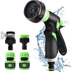 Tuindouche, handdouche tuinspuitpistolen, 8 instelbare irrigatiepatronen, instelbare waterstroom (groen)