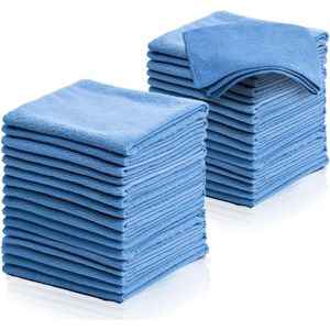 Microvezeldoekjes 36-pack multifunctionele vaatdoeken met sterk absorptievermogen en reiniging 35x35cm voor het schoonmaken van de vaat thuis Auto Blauw