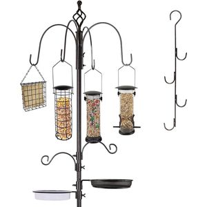 Deluxe Vogelvoerstation Kit Vogelvoederpaal Multi Feeder Hangend met metalen niervetvoeder Vogelbad voor het aantrekken