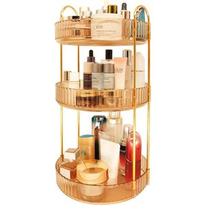 Cosmetica-organizer, 3 niveaus, make-uporganizer, 360 graden draaibaar, make-uptafelorganizer, badkameropbergorganizer, ideale cadeaus voor vrouwen (3 niveaus)