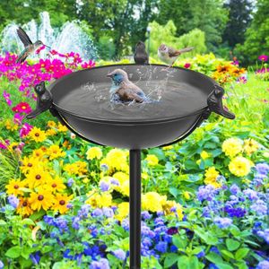 Outdoor Bird Bath Garden BirdBath Feeder met metalen stek, vogelbad, vogelbad, waterbak, waterbak, waterbak, stekker, bruin ijzer, vogelbad staand, vogelbad tuin op stok