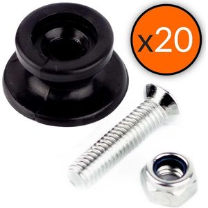 20 ronde hangers met schroeven | bevestiging voor aanhangwagenzeilen | aanhangernet haken set | dekzeilknoppen van kunststof | universele nethouder | accessoires voor autoaanhangers