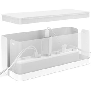 Kabelbox, eenvoudig kabels verbergen en stopcontacten verbergen, medium (32 x 13,2 x 12,7 cm), waterdicht, antislip, kabelbeheer zonder wirwar van kabels meer, wit/medium