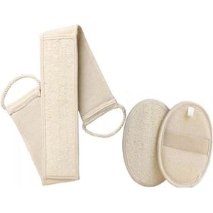Rugspons, natuurlijke Luffa zwemgordel met luchtfa-sponskussen, badpeeling massage en lichaamsverzorging, spa massagegordel voor mannen en vrouwen, 2 stuks