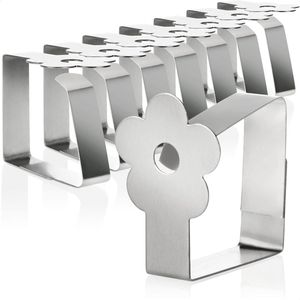 8 x premium tafelkleedklemmen van roestvrij staal, doekhouders voor tafelwas, tafelklemmen voor binnen en buiten, met decoratie, moderne tafelklemmen, metalen klemmen (08 stuks/bloem)