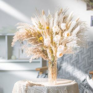 Pampasgras decoratiepakket van 80, puur natuurlijk voor handwerk gedroogde bloemen boeketvaas voor pampasgras, ideaal voor Boho woonkamer