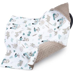 Wikkeldeken voor babyzitje, kinderwagen, kinderwagen, 90 x 90 cm, universele babydeken voor buggy, autostoeltje, voor het hele jaar, katoen, Minky Afrika, kaki