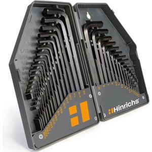 30-delige inbussleutel inch en metrisch - zeskantsleutel set met box - zeskant set voor fiets - zeskant set incl. universeel mes - Allen Key