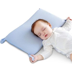 Babykussen - Max - Hemelsblauw - Traagschuim - Ademend Hoofdkussen - 50 x 29 cm - 2 x Kussensloop