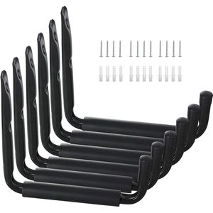 6 stuks wandhaken, voor zware belasting, ladder, voor kajaks, ladder, fiets, kano, klapstoelen, montagehakenset met bekleding voor bescherming, draagkracht 45 kg