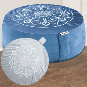 Meditatiekussen Yogakussen met 2 sets Comfortabel meditatiekussen, grote vloermat, boekweitzitting, Tibetaanse Zafu, yogameditatieaccessoires voor dames en heren (blauw en lichtblauw)