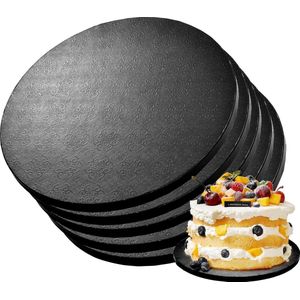 5 stuks taartplateaus 13 mm - 25 cm taartplateau rond, karton taartonderlegger herbruikbare bakaccessoires taartdecoratie voor bruiloften, feesten, verjaardagen, zwart