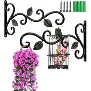 Set van 2 plantenhaken, bloemenhaken, hangende mandhouder voor buitengebruik, muurhangende hangende mandhouder voor plantenbakken, lantaarns, huizen, windgong