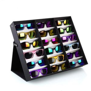 brillenstandaard voor 18 paar brillen, opbergen, brillendisplay (18 paar brillen), inklapbaar en multifunctioneel brillendisplay voor brillen, sieraden, horloges enz. (zwart en wit)
