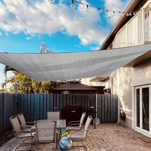 Zonnezeil, zonwering, set inclusief bevestigingskoorden, rechthoekig, waterafstotend, polyester, geïmpregneerd, 95% uv-bescherming, windscherm, weerbestendig, 3 x 3 m, voor balkon, tuin, terras, grijs