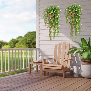 Set van 3 hangende planten, kunstbloemen, hangende kunstplanten, hangend voor huismuur, binnen en buiten, tuin, bruiloft, balkonmand, decoratie (meerkleurig)