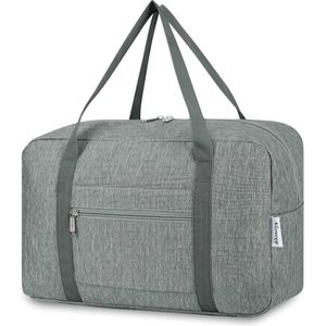 Cabinetas, 40 x 20 x 25 cm, handbagage voor vliegtuig, opvouwbare reistas voor dames, weekendtas, 20 L, grijs