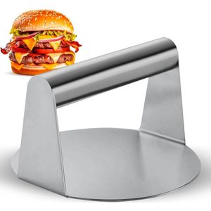 Burger Smasher, 5,5 inch ronde roestvrijstalen hamburgerpers voor perfecte smash burgers op grillpannen, grills en grillovens