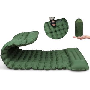 Isomat, zelfopblazend, luchtmatras, outdoor, ultralicht, dik, opblaasbaar, met kussen, opvouwbaar, thermo-isolatiemat met voetpers, pomp voor tent, trekking, strand, reizen, wandelen