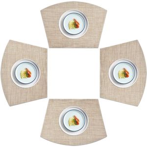 Placemats Wigplacemats Wasbare vinylplacemats voor ronde tafel Set van 4 beige