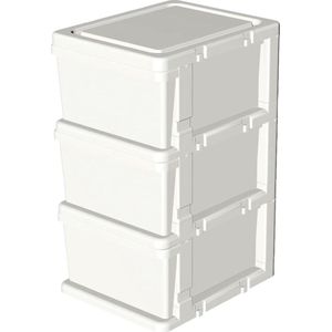 Clearview Plastic opberglade met 3 opbergladen en 4 wielen voor thuis, kast, slaapkamer, badkamer, kantoor, wasruimte, keuken en schoolslaapzaal, wit, set van 1