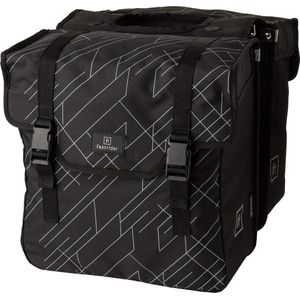 Dubbele fietstas voor bagagedrager, 36 liter, zijtas, waterafstotend, reflecterend, 100% gerecycled polyester, zwart