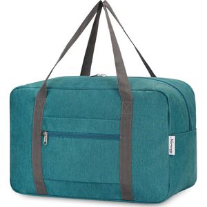 Handbagage, 40 x 20 x 25 cm, handbagage, tas voor vliegtuig, opvouwbare reistas voor dames en weekends, handbagage, koffer, 20 liter, blauw, groen, blauw, groen