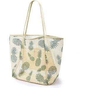 strandtas, groot met ritssluiting, binnenzak, schoudertas voor dames, badtas, opvouwbare handtas, boodschappentas, strandtas, tas, tas, voor strand, familie, shopper, reizen, 38 x 35 x 16 cm