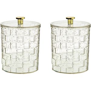 2 stuks wattenstaafjes, containers, badkamerorganizer, wattenstaafjes opslag, acryl doos met deksel, wattenschijfjes, opslag, transparant, voor toilet, badkamer, slaapkamer