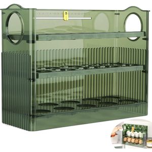 Eierbox, kunststof, 3 lagen eierhouder, eierstandaard, eierdoos, opbergdoos, grote eierhouder voor 30 eieren, groen