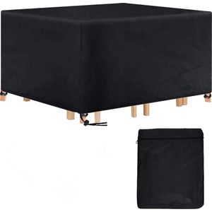 Premium Afdekzeil Voor Binnen en Buiten 220x220x75 cm Tuintafel Hoes Afdekking Kap Beschermhoes Afdekhoes 500 m², 900 D, 6.000 mm Waterbestendigheid Zwart