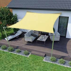 Zonnezeil, waterdicht, zonwering, Oxford-weefsel, uv-bescherming, voor balkon, terras, tuin, camping, outdoor (crèmewit, 3 x 3 m)