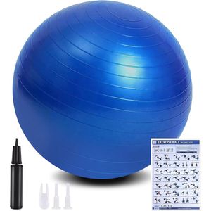 Gymnastiekbal met opblaasbare voetpomp, 55 cm/65 cm, anti-burst, extra dikke yoga-geboortezwangerschap, pilatescore, versterkt de fitnessgymnastiekballen