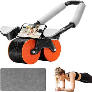 Buikroller Buikspiertrainer met terugkeerhulp, Ab Roller Wheel voor Core Trainer, 2023 Nieuw automatisch rebound buikwiel, blauw/rood/oranje fitnessapparatuur voor thuis