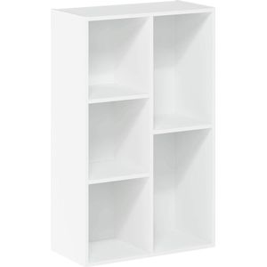Open boekenkast met 5 vakken, rek, hout, wit, 49,5 x 23,98 x 80 cm