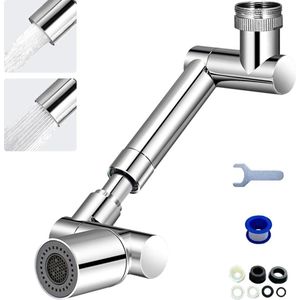 Kraan opzetstuk, waterkraanverlenging, 1440 graden draaibare waterkraan, beluchter met spuitfilter en adapter, intrekbare draaibare multifunctionele verlengkraan voor keuken en badkamer