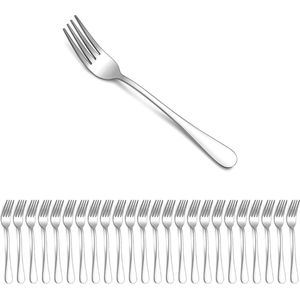 24-delige dessertvorkset, 18 cm, vorkset, tafelvork, roestvrijstalen vorkset, taartvork, moderne bestekvork, vaatwasmachinebestendig