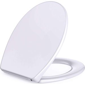 Toiletdeksel met quick-release-functie, wc-bril met softclosemechanisme, installatie van boven het toilet, gemaakt van antibacteriële kunststof, melkwit