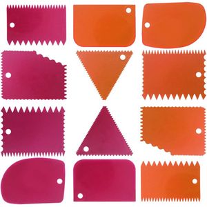 Cake Scraper Smoother Tool Set, SourceTon 12-delige Cake Smoothing Cutter Plate Tool Combo, Cake Icing Scraper Cake Edge Decorating Tool