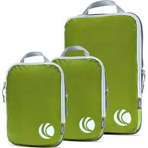Compressieverpakkingsblokjesset, ultralichte uitbreidbare reisorganisator voor handbagage (groen, 3-pack)