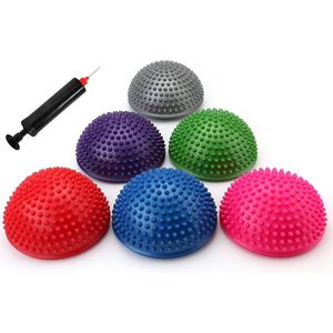 Set van 6 Halfronde Yoga Bal Sport Balance Pods Mini Therapie Balans Hedgehog Ball Harde Gymnastiekbal voor Coördinatie Balans Fitness Training, 16cm