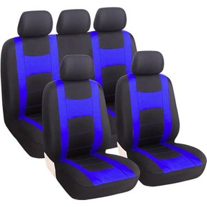 9 stuks autostoelhoezen, complete set, klassieke autostoelhoezen, stoelhoezen, autohoes, autostoelhoezen, set voor 5-zits (blauw)