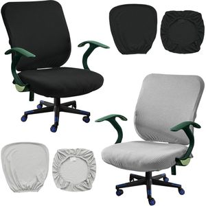 Stoelhoes, zitvlak, bureaustoel, overtrek: 4 stuks, stretch stoelhoezen, draaistoel, stoelhoes, hoes, elastisch, wasbare computer-bureaustoel, overtrek, universeel, grijs en zwart