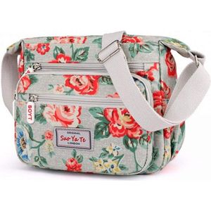 Crossbody handtas voor dames: schoudertas met meerdere vakken Nylon waterdichte reishandtas voor waterfles, telefoon, winkelen Wandelen Dagelijks gebruik, lichtgrijs