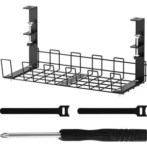 Kabelmanagement zwarte kabelkanalen, bureau, zonder boren, kit, kabelorganizer voor kabels en stopcontact, kabelmanagement onder het bureau, voor kantoor, keuken, badkamer en bureaus